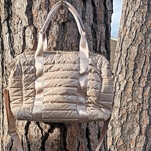 Elegant Beige Quilted Tote Bag
